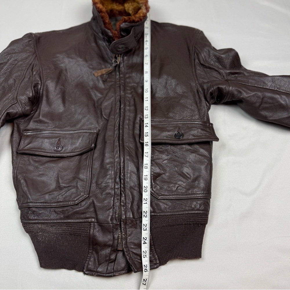 Vtg Vietnam War US Navy Leather G-1 Bomber Jacket Sz 38 Shearling Collar 50s 60s - Picture 16 of 16
